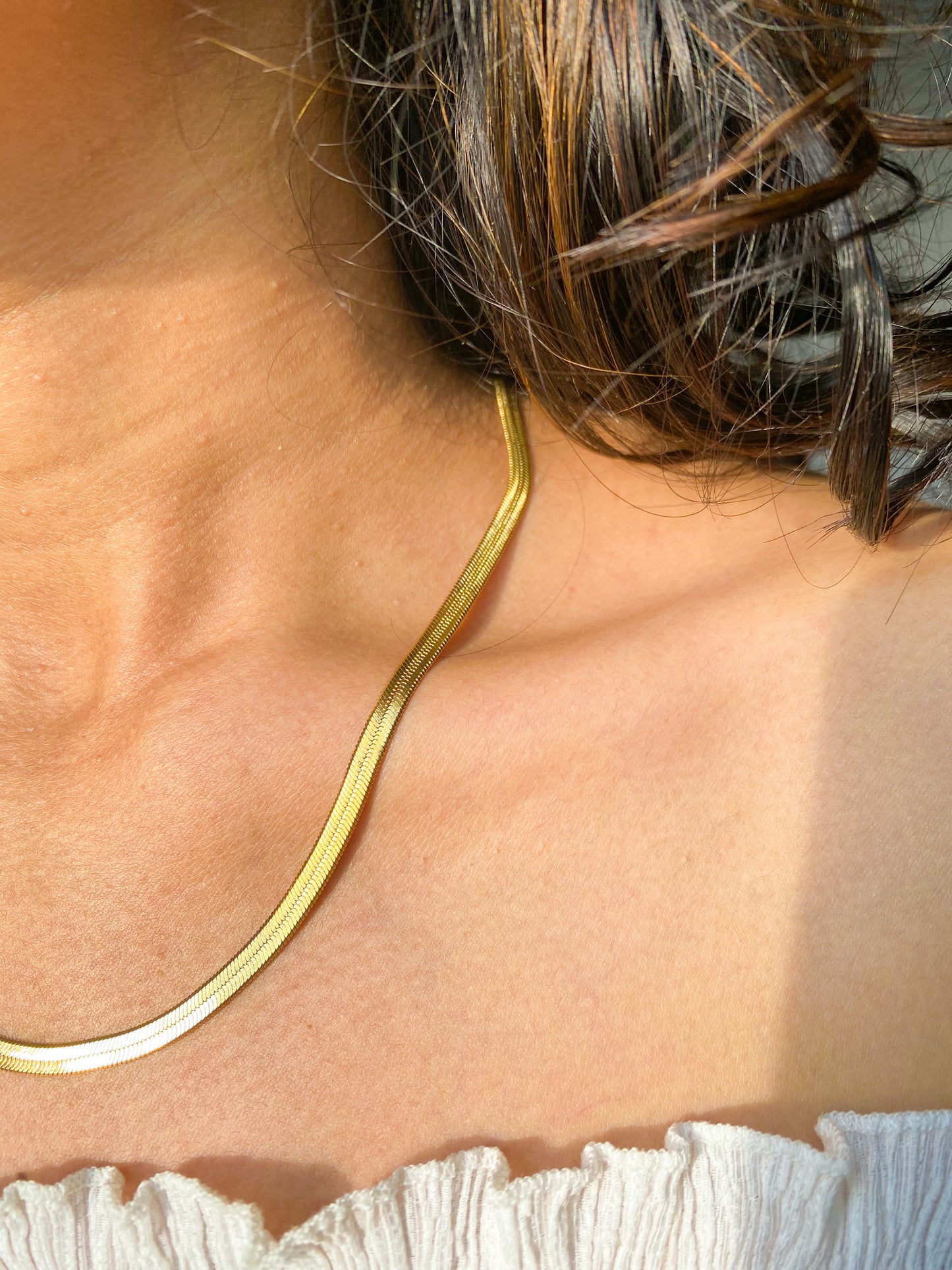 Herringbone gold necklace