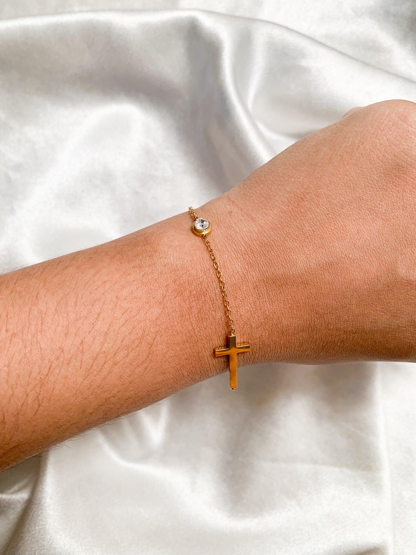 Cross + Stone bracelet