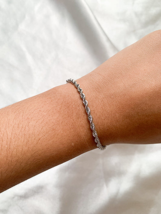 Silver rope bracelet