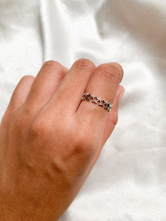 Silver star ring