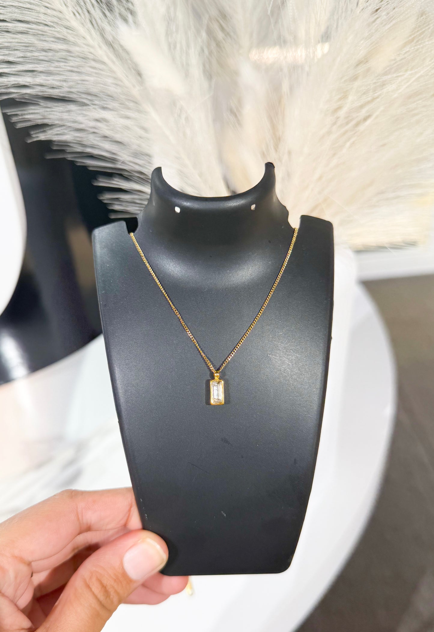 Ariella Rectangle zircon necklace