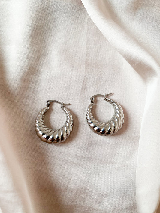 Silver croissant hoops